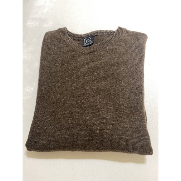 Jos A Bank Executive Collection Sweater Men Size XL Brown Lambs Wool Pullover - Picture 7 of 7